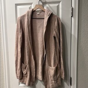 Barefoot Dreams Cozychic Ultra Lite Hooded Open Cardigan in Beach Rock